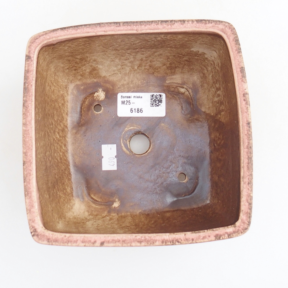 Cuenco bonsái de cerámica 10,5 x 10,5 x 7 cm, rosa