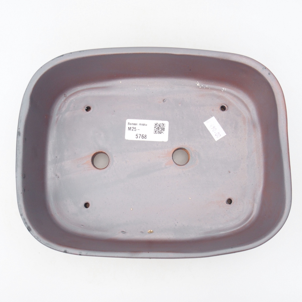 Cuenco bonsái de cerámica 23 x 17,5 x 5,5 cm, color metálico