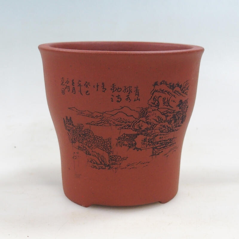 Cuenco bonsái 10,5 x 10,5 x 10 cm, color teja