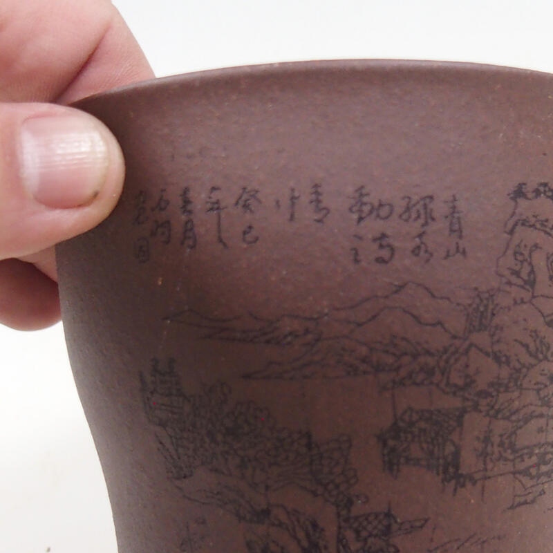 Cuenco para bonsái 10,5 x 10,5 x 10 cm, color marrón