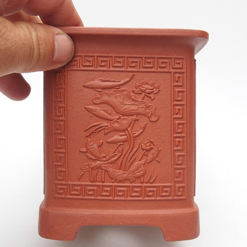 Cuenco bonsái 10,5 x 10,5 x 11,5 cm, color teja