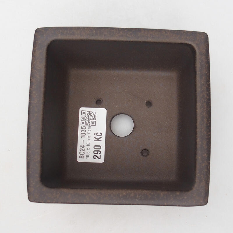 Cuenco bonsái 10 x 10 x 6,5 cm, color marrón ocre