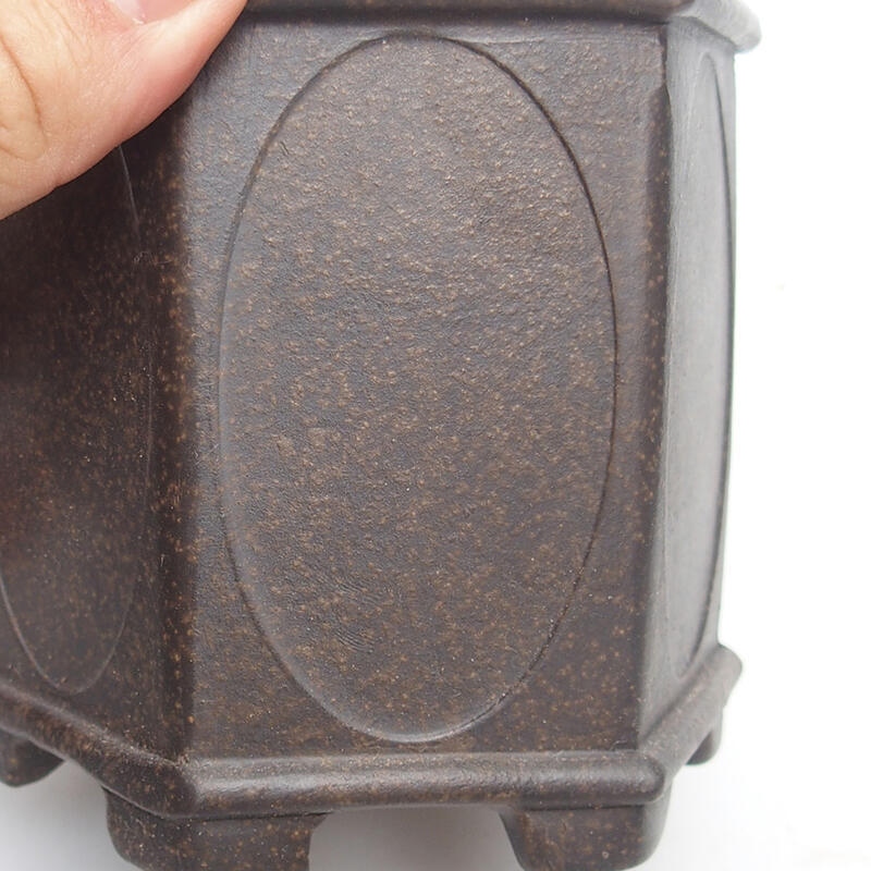 Cuenco bonsái 10 x 9 x 9,5 cm, color marrón ocre