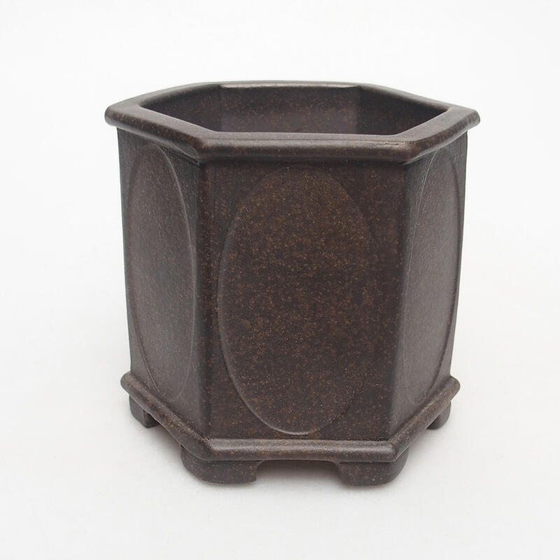 Cuenco bonsái 10 x 9 x 9,5 cm, color marrón ocre