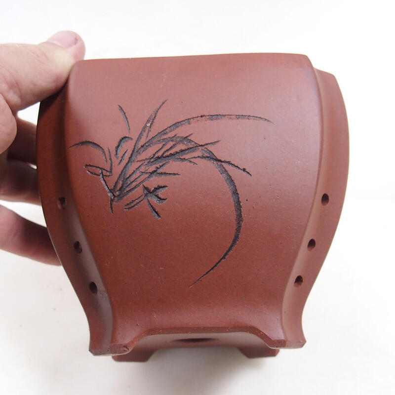 Cuenco bonsái 13 x 13 x 10,5 cm, color teja