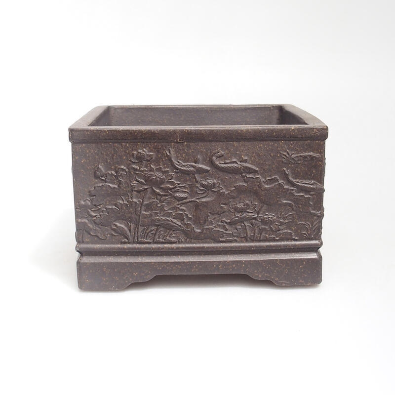 Cuenco bonsái 13 x 13 x 8 cm, color ocre parduzco