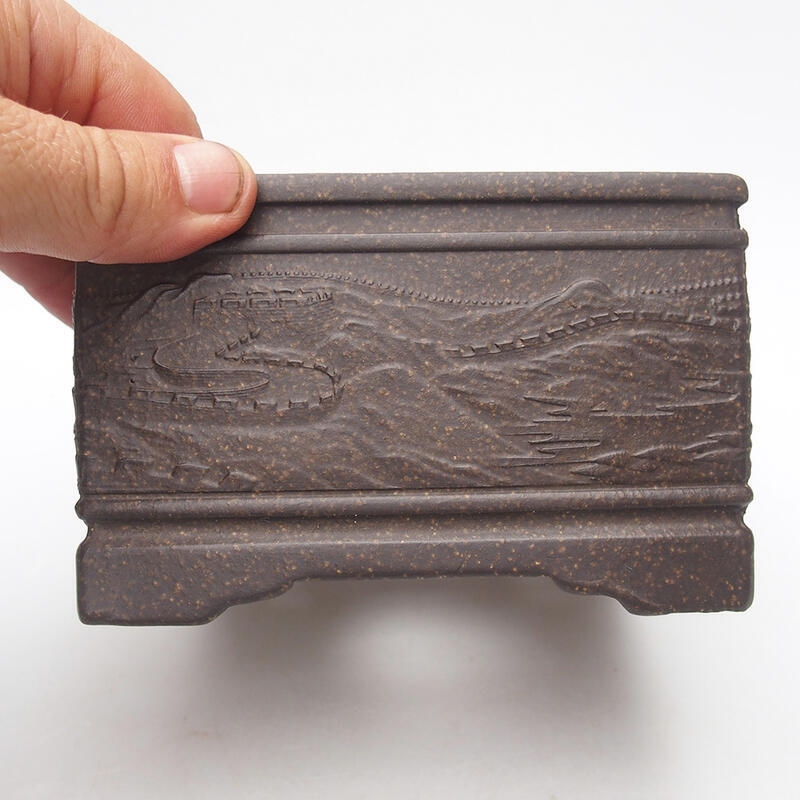 Cuenco bonsái 13 x 13 x 8 cm, color ocre parduzco