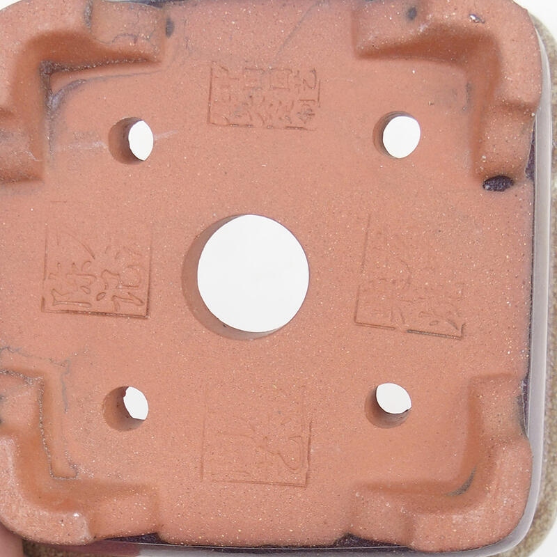 Cuenco bonsái 14 x 14 x 8 cm, color marrón burdeos