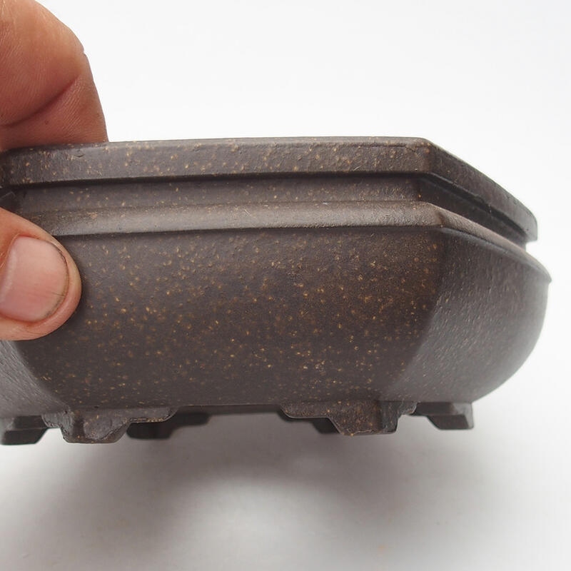 Cuenco bonsái 15,5 x 14,5 x 5,5 cm, color marrón ocre