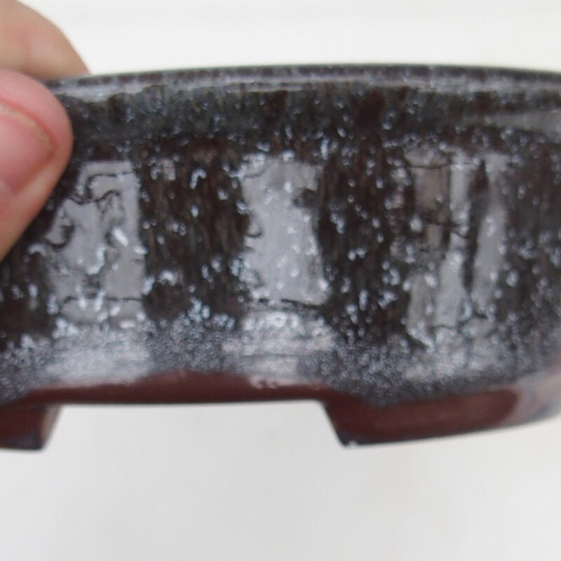 Cuenco bonsái 17,5 x 14 x 6 cm, color marrón y blanco