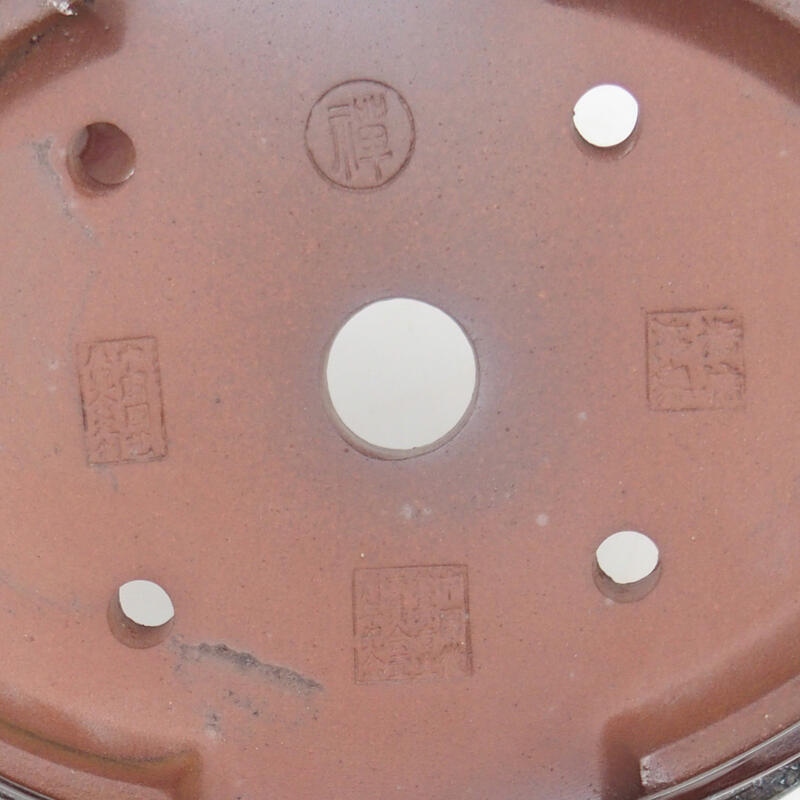 Cuenco bonsái 17,5 x 14 x 6 cm, color marrón y blanco