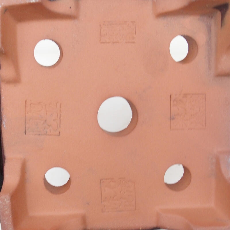 Cuenco para bonsái 20,5 x 20,5 x 15 cm, color marrón