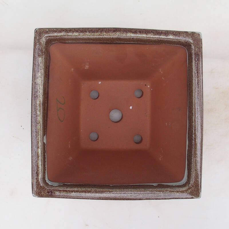 Cuenco para bonsái 20,5 x 20,5 x 15 cm, color marrón