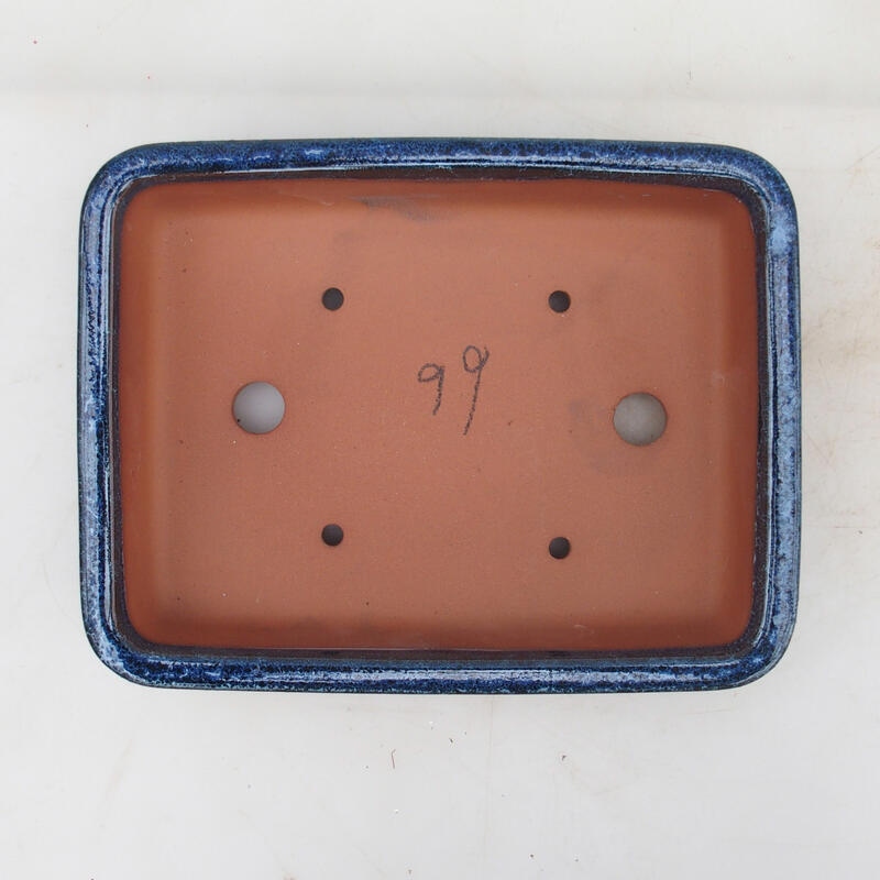 Cuenco bonsái 21,5 x 17 x 5,5 cm, color azul-blanco