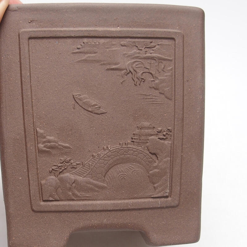 Cuenco bonsái 9,5 x 9,5 x 10 cm, color marrón