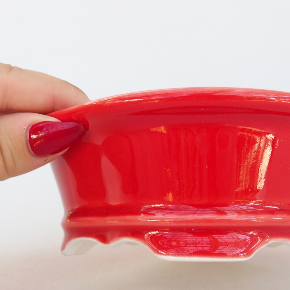 Cuenco bonsái de cerámica 13 x 12 x 5 cm, color rojo