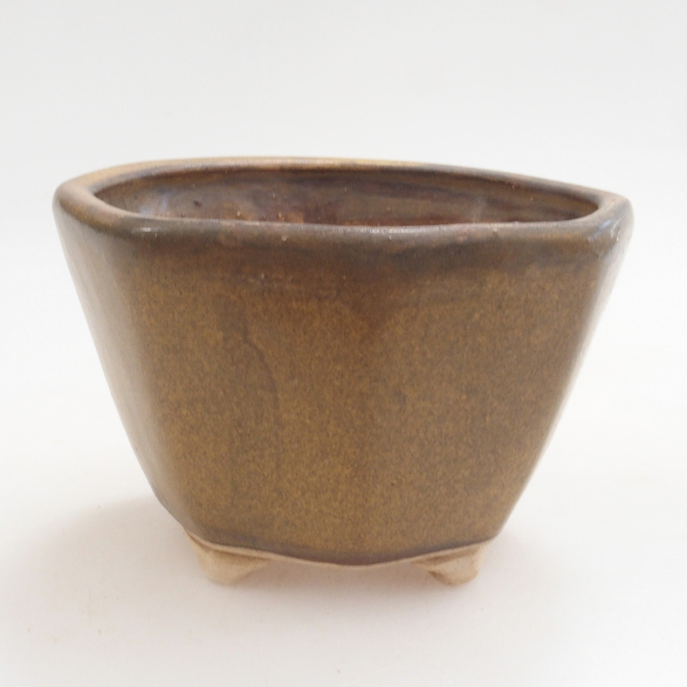 Cuenco bonsái de cerámica 10 x 8,5 x 4 cm, marrón