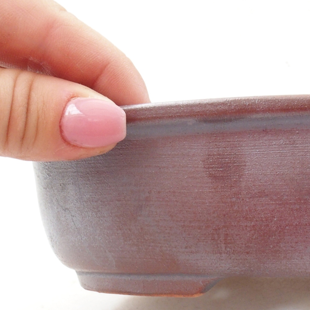 Cuenco bonsái de cerámica 18,5 x 14,5 x 5 cm, color metálico