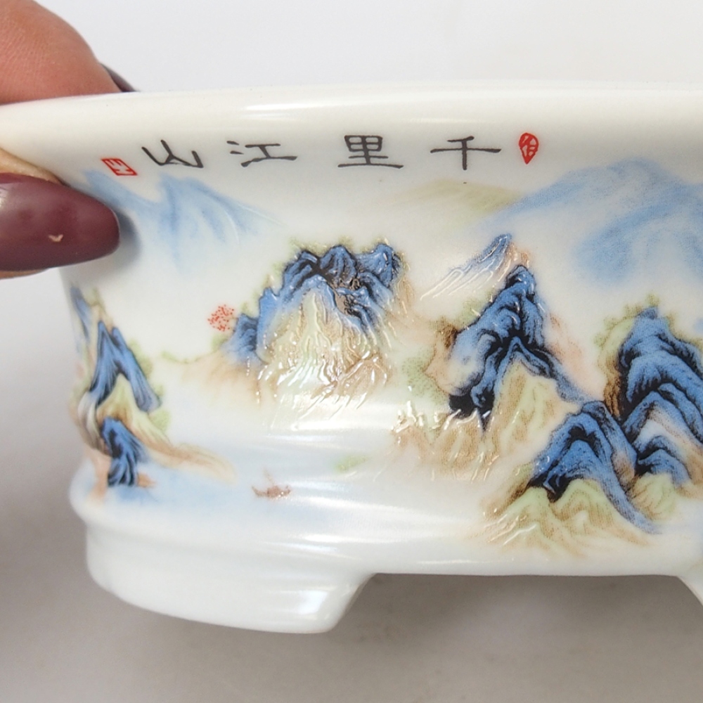 Cuenco bonsái de cerámica 14,5 x 11 x 4,5 cm, color blanco