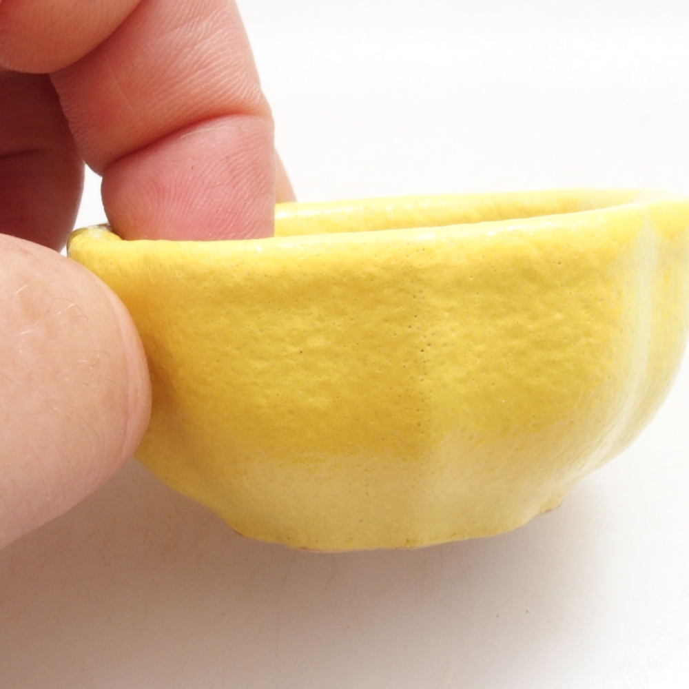Cuenco bonsái de cerámica 5,5 x 5,5 x 3 cm, amarillo