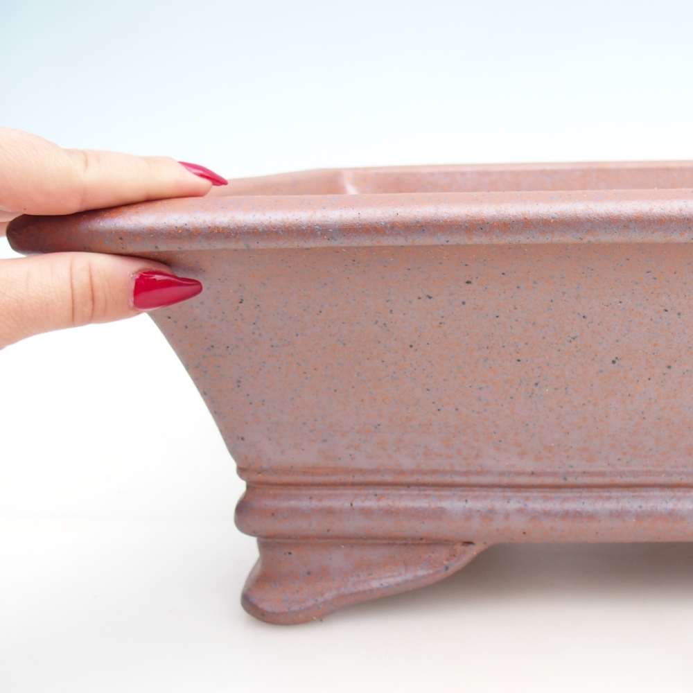 Cuenco bonsái de cerámica 41 x 29,5 x 13,5 cm, color metálico