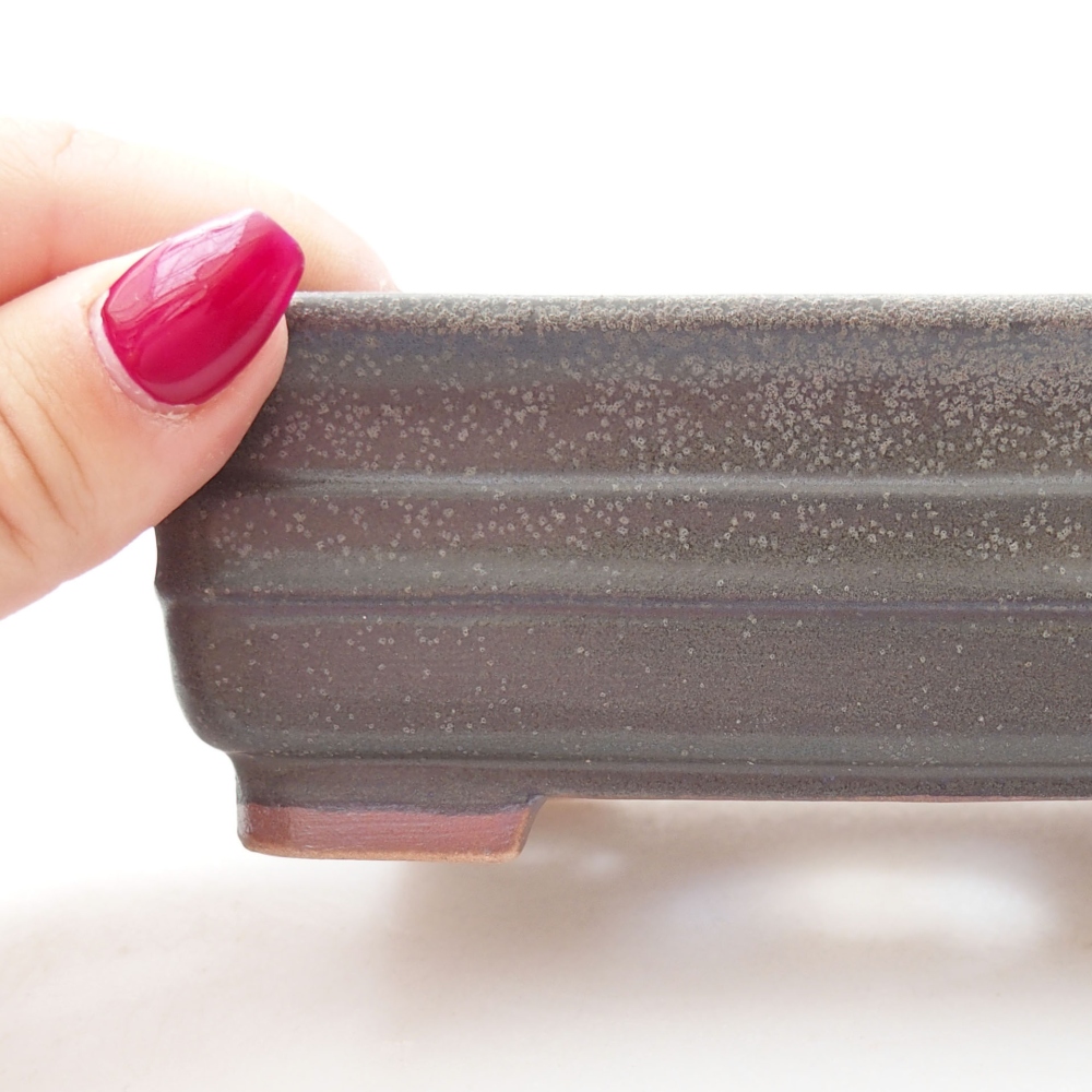 Cuenco bonsái de cerámica 13,5 x 9,5 x 4,5 cm, gris