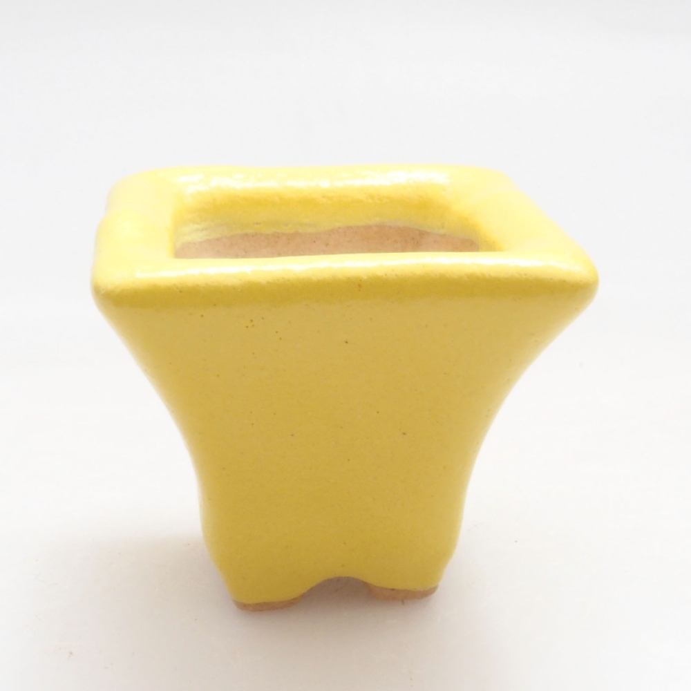 Cuenco bonsái de cerámica 3,5 x 3,5 x 3 cm, amarillo