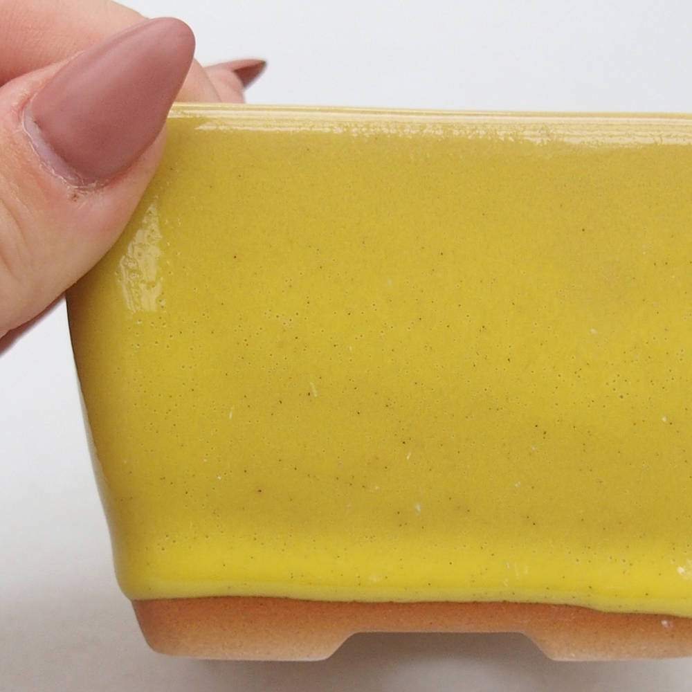 Cuenco bonsái de cerámica 8,5 x 8,5 x 6 cm, amarillo