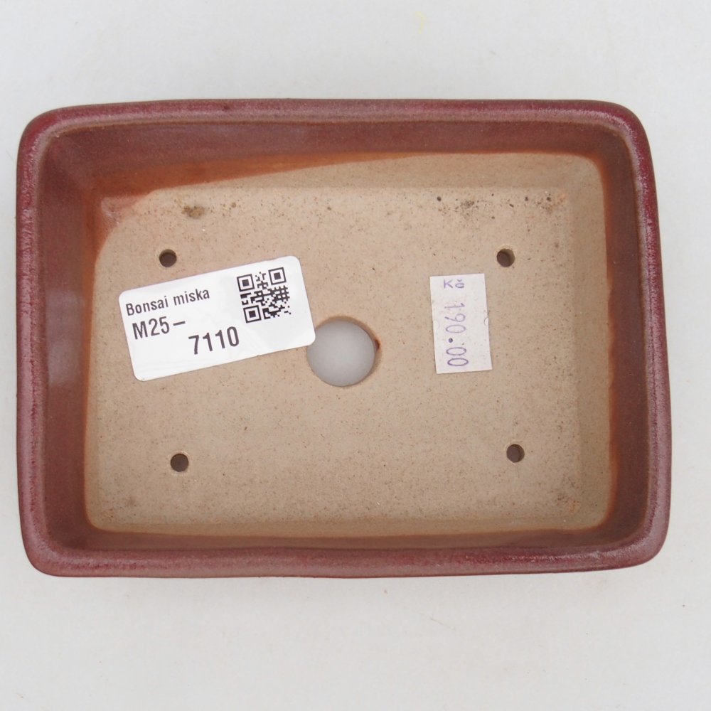 Cuenco bonsái de cerámica 11,5 x 9,5 x 6 cm, color burdeos