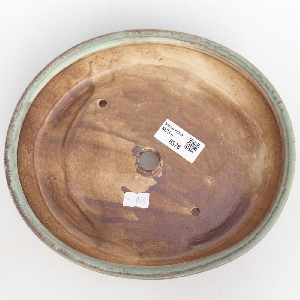 Cuenco bonsái de cerámica 22,5 x 20 x 4,5 cm, verde