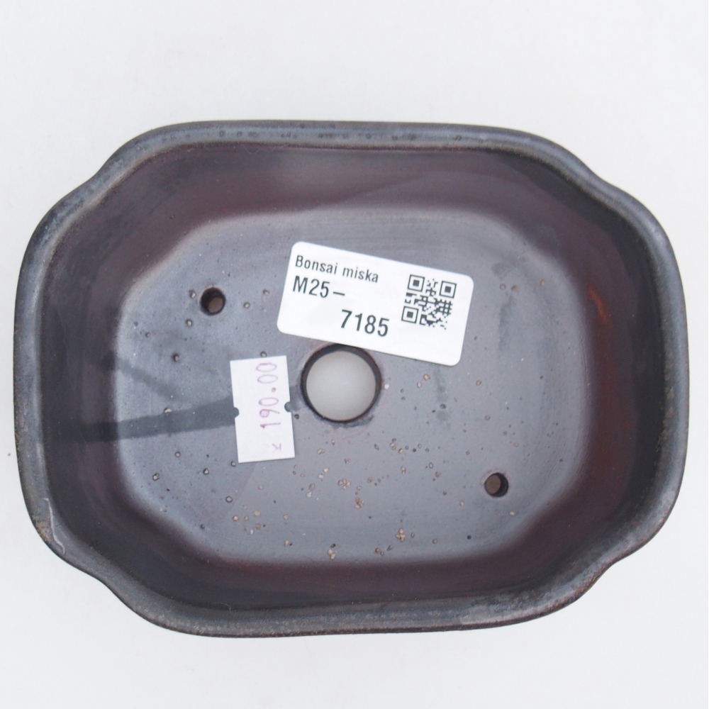 Cuenco bonsái de cerámica 12,5 x 9,5 x 4,5 cm, gris