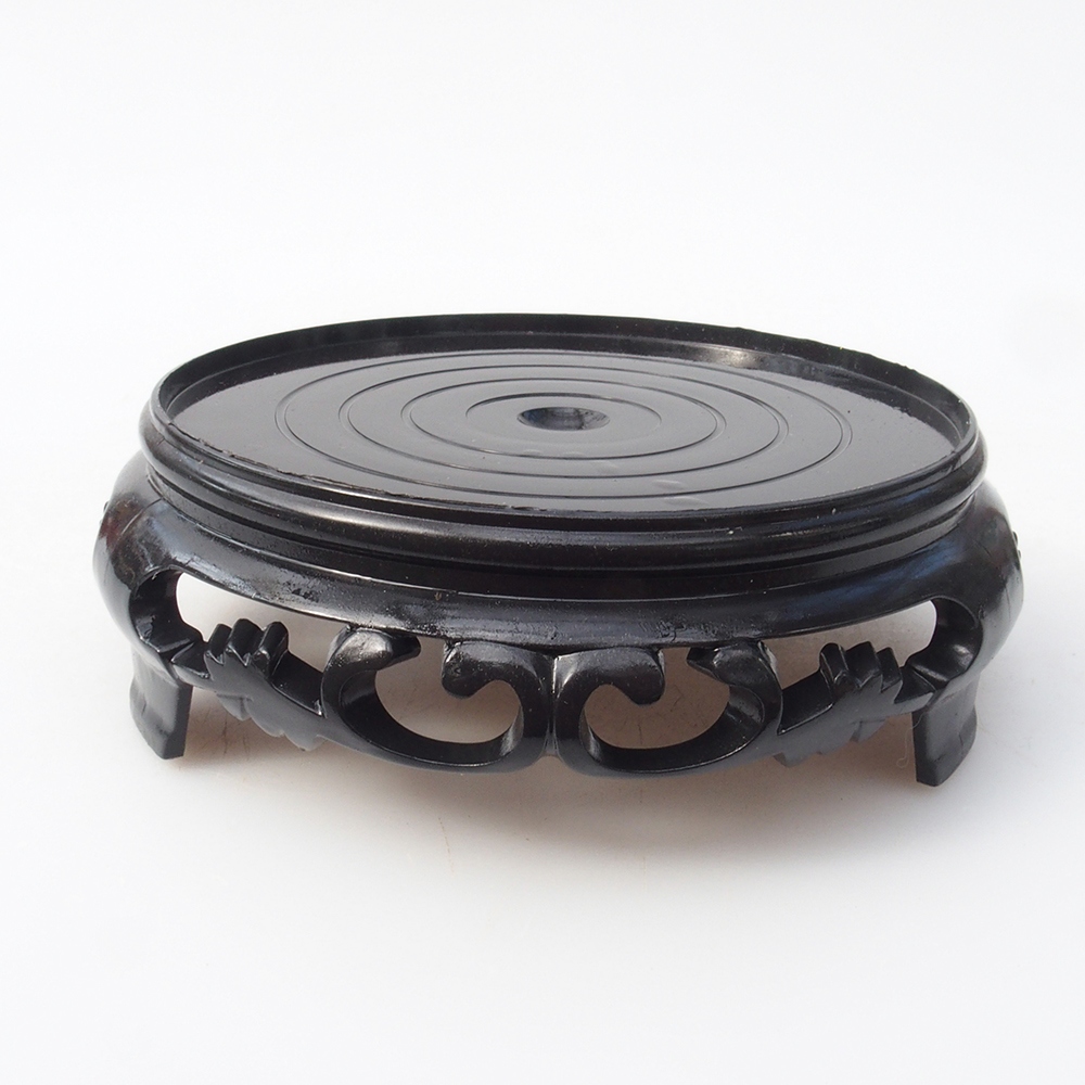 Mesa de plástico para bonsái redonda 11 x 11 x 3,5 cm, color negro