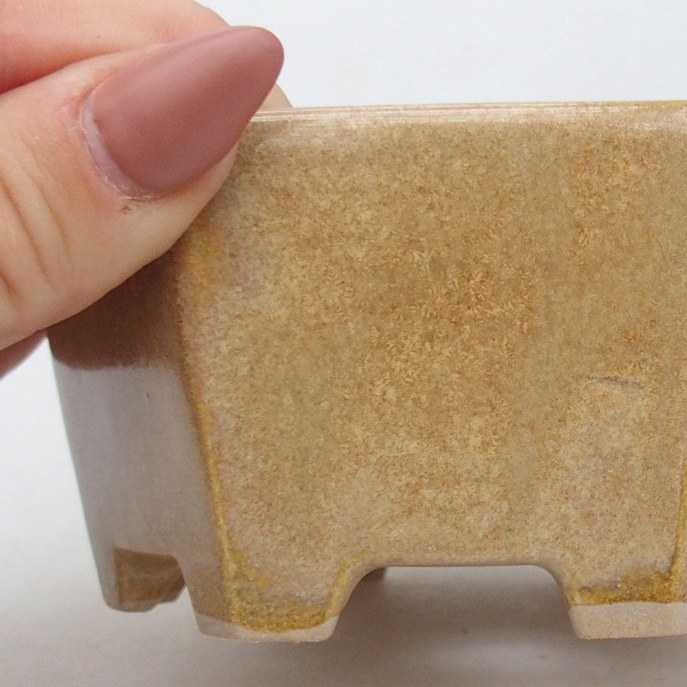Cuenco bonsái de cerámica 10,5 x 9,5 x 5 cm, color beige