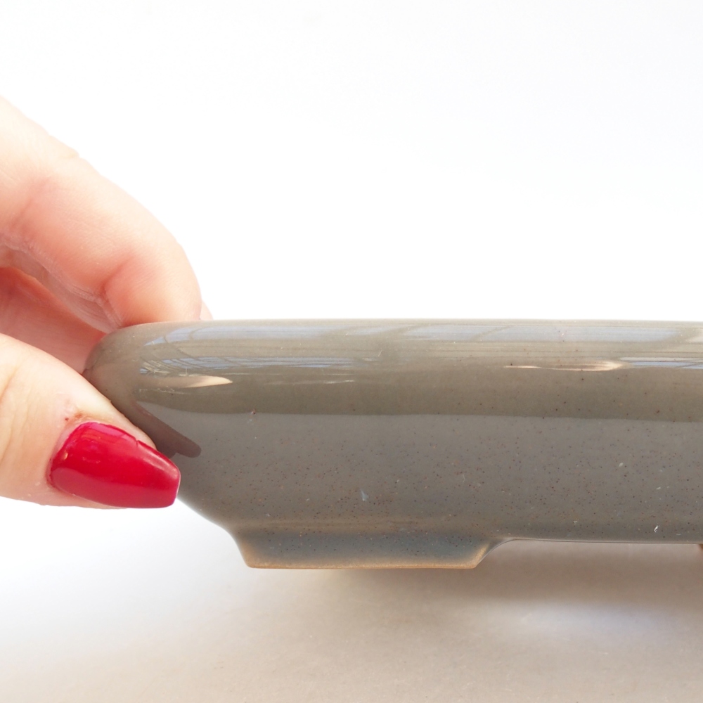 Cuenco bonsái de cerámica 16,5 x 13,5 x 3,5 cm, gris