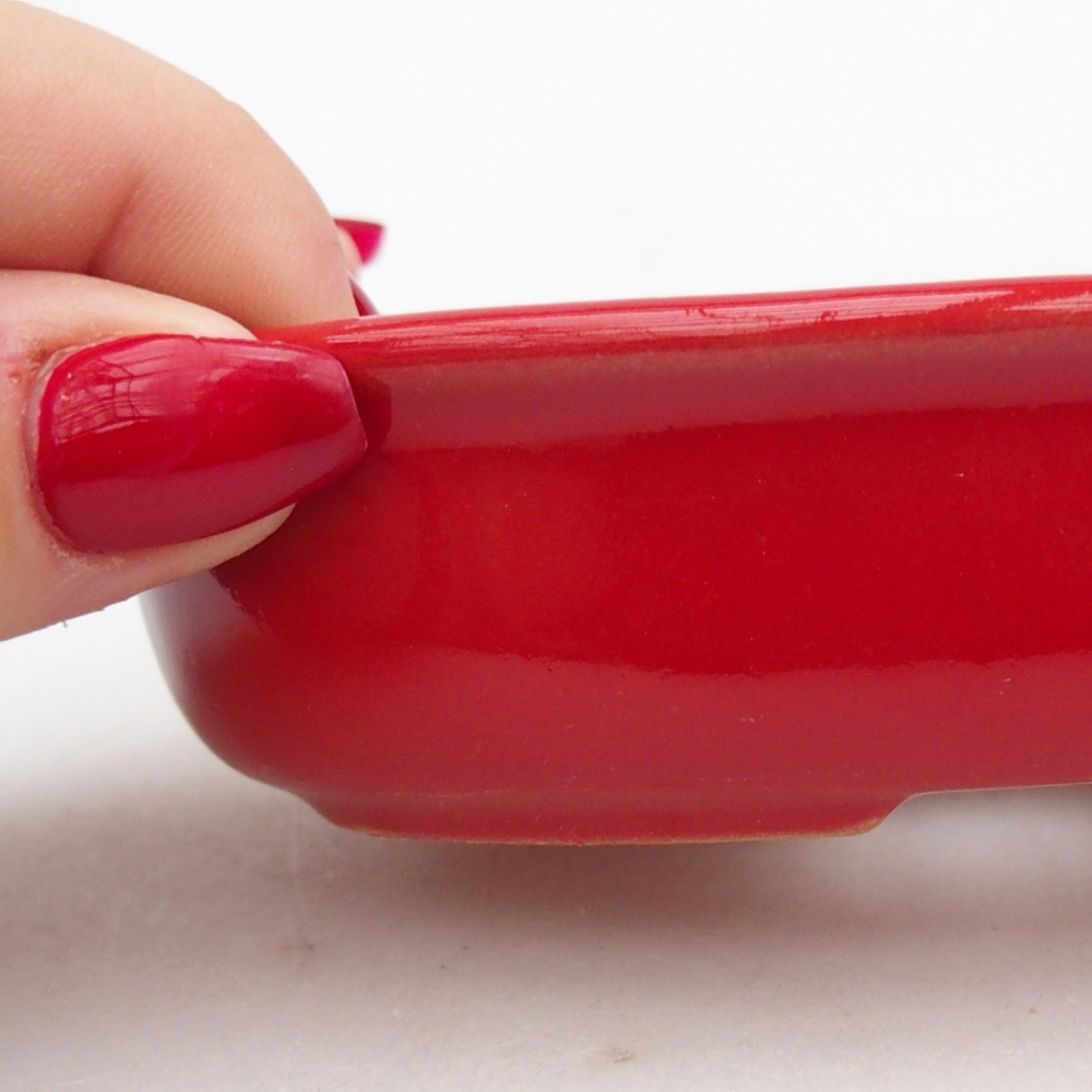 Cuenco bonsái de cerámica 12 x 8,5 x 3 cm, color rojo