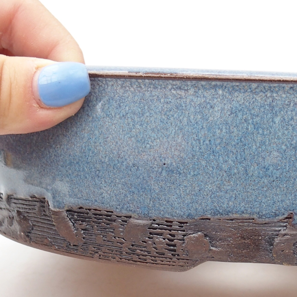 Cuenco bonsái de cerámica 20 x 20 x 5 cm, color azul