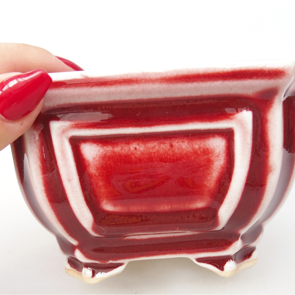 Cuenco bonsái de cerámica 11 x 11 x 7 cm, color rojo
