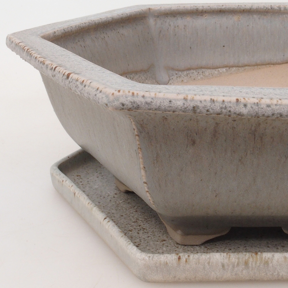 Cuenco bonsái + platillo H53 - 19 x 21,5 x 7 cm - beige