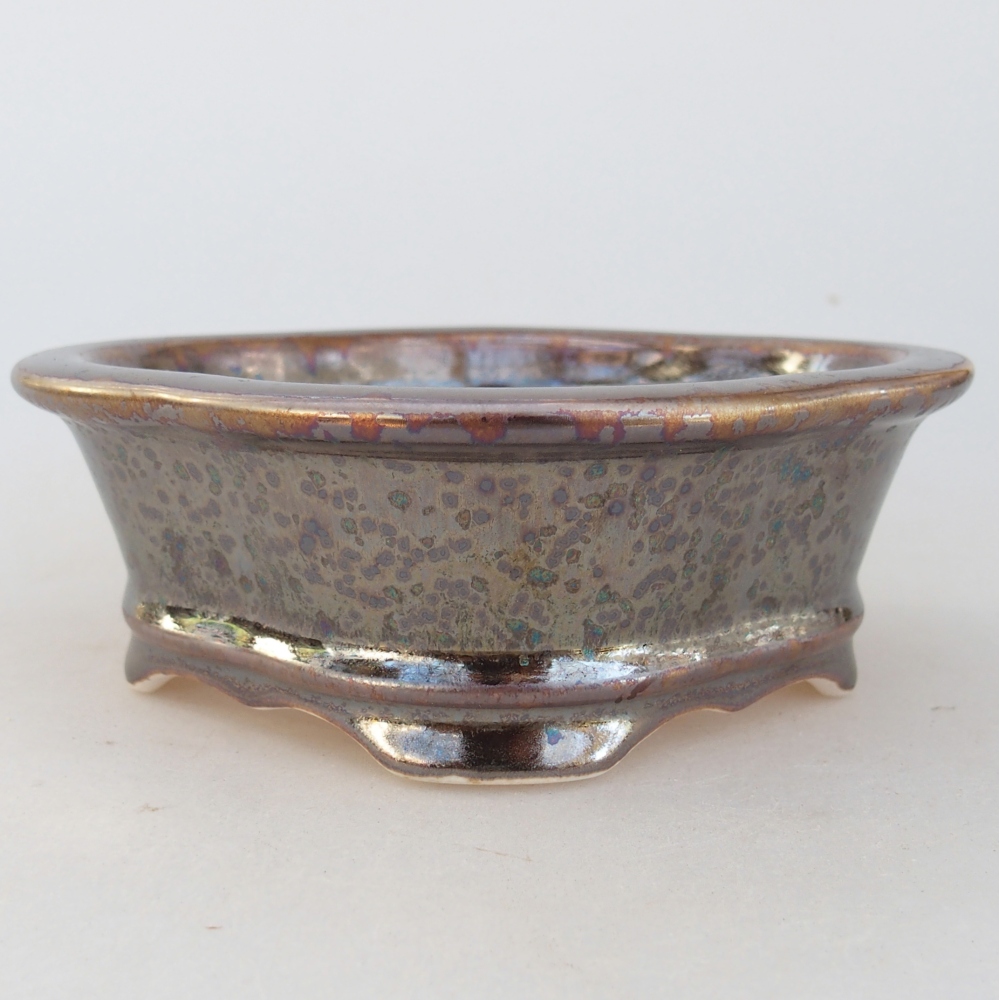 Cuenco bonsái de cerámica 13 x 12 x 5 cm, color dorado