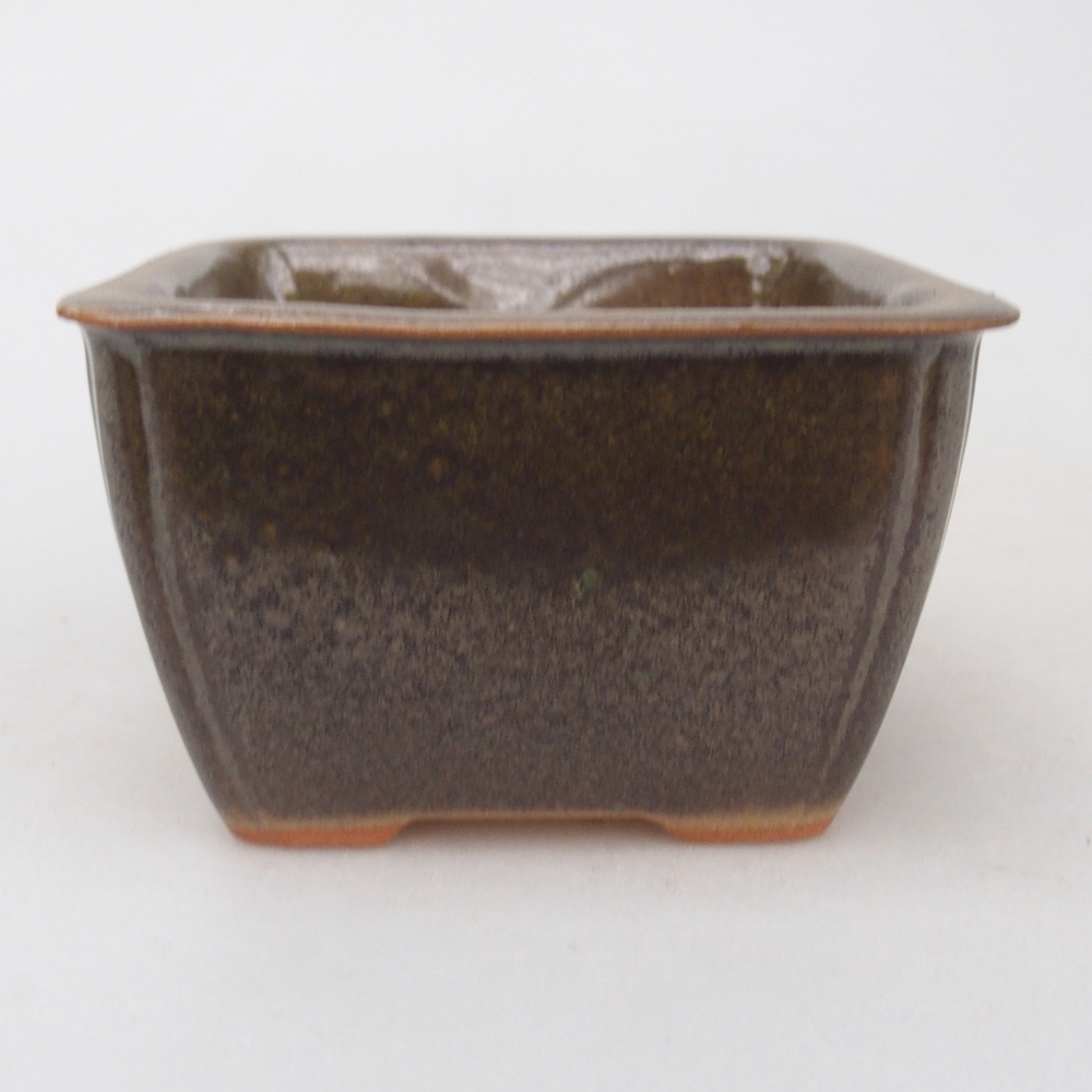 Cuenco bonsái de cerámica 8,5 x 8,5 x 5 cm, marrón