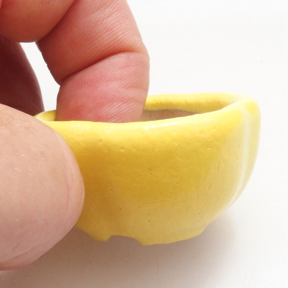 Cuenco bonsái de cerámica 4 x 4 x 2 cm, amarillo