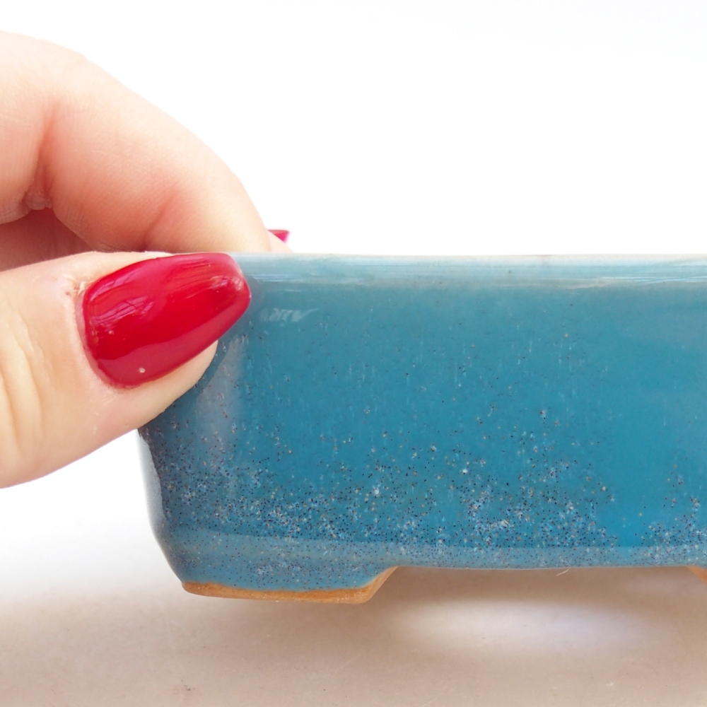 Cuenco bonsái de cerámica 9,5 x 8 x 3,5 cm, color azul