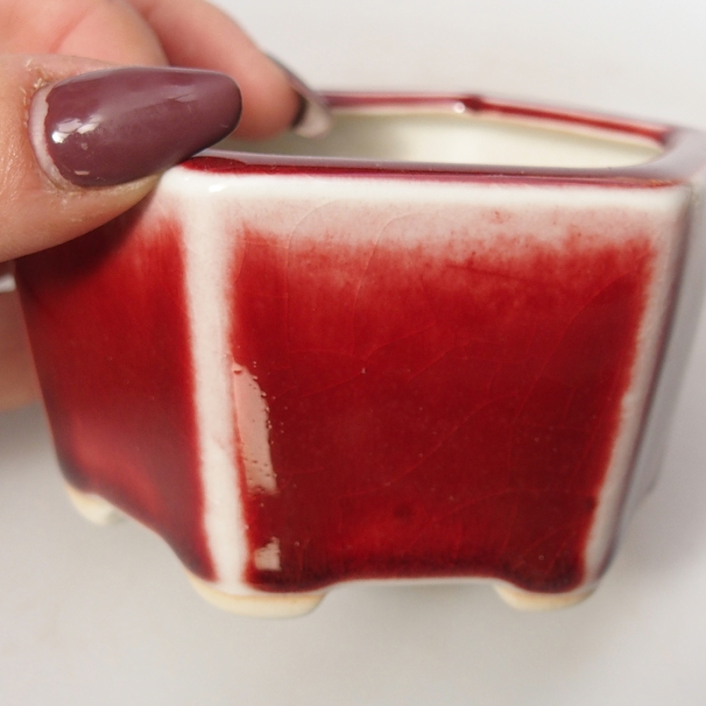 Cuenco bonsái de cerámica 9 x 8 x 5 cm, color rojo