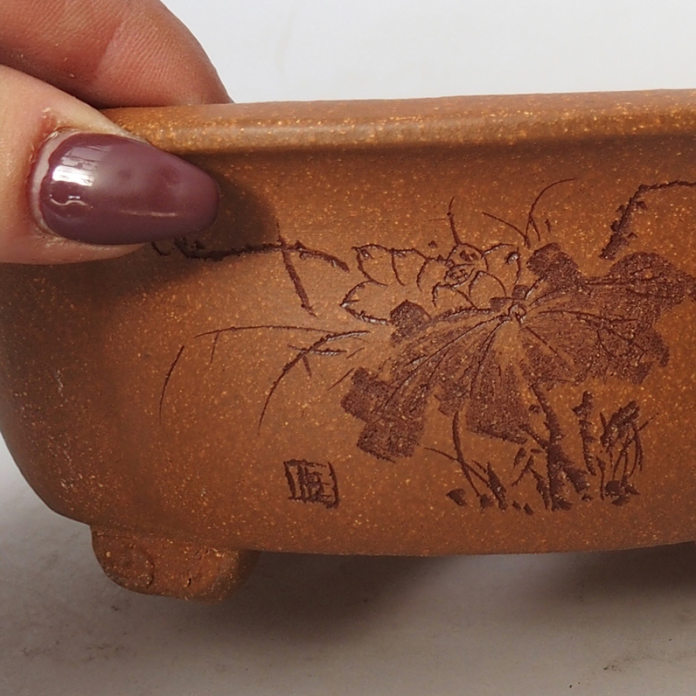 Cuenco bonsái de cerámica 15,5 x 13 x 6 cm, marrón