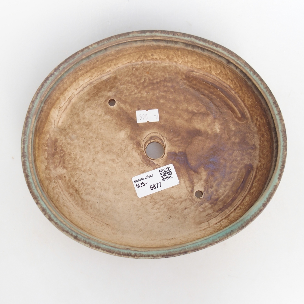 Cuenco bonsái de cerámica 22,5 x 20 x 4,5 cm, verde