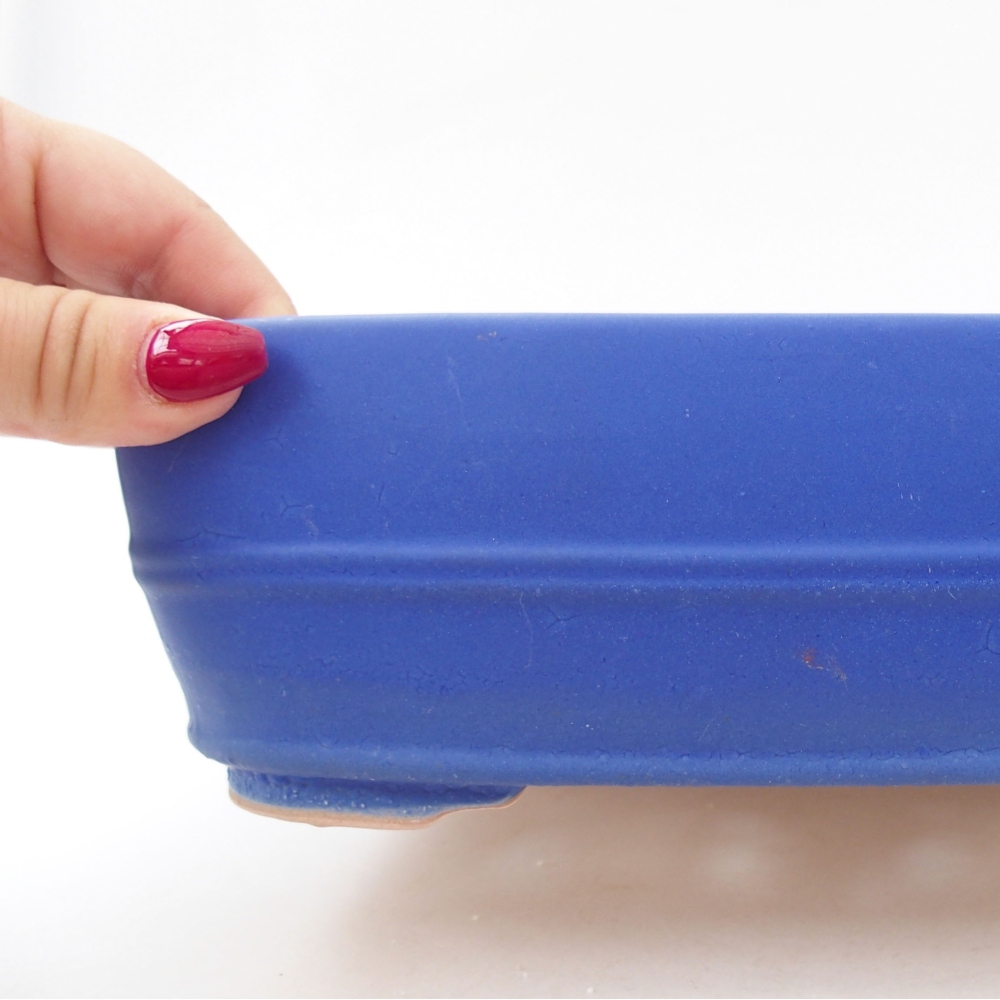 Cuenco bonsái de cerámica 24 x 19 x 7,5 cm, color azul