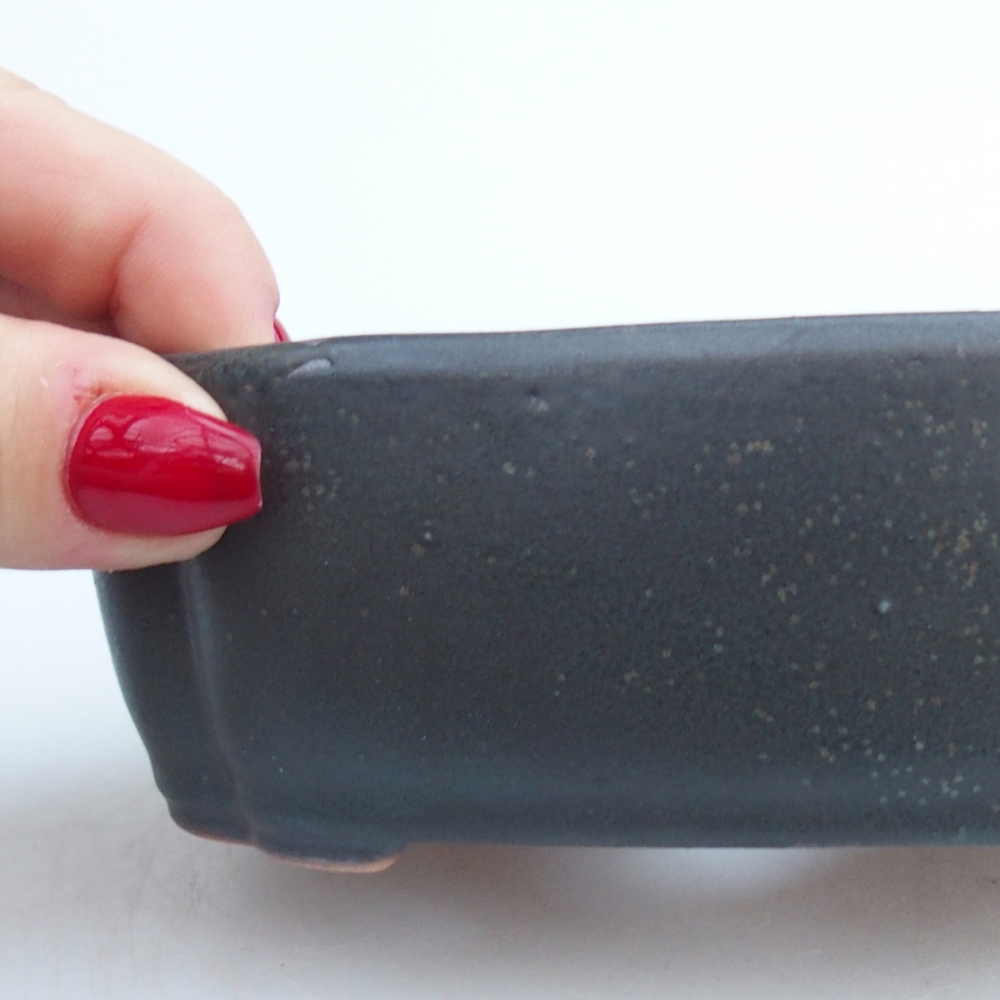 Cuenco bonsái de cerámica 12,5 x 9,5 x 4,5 cm, gris