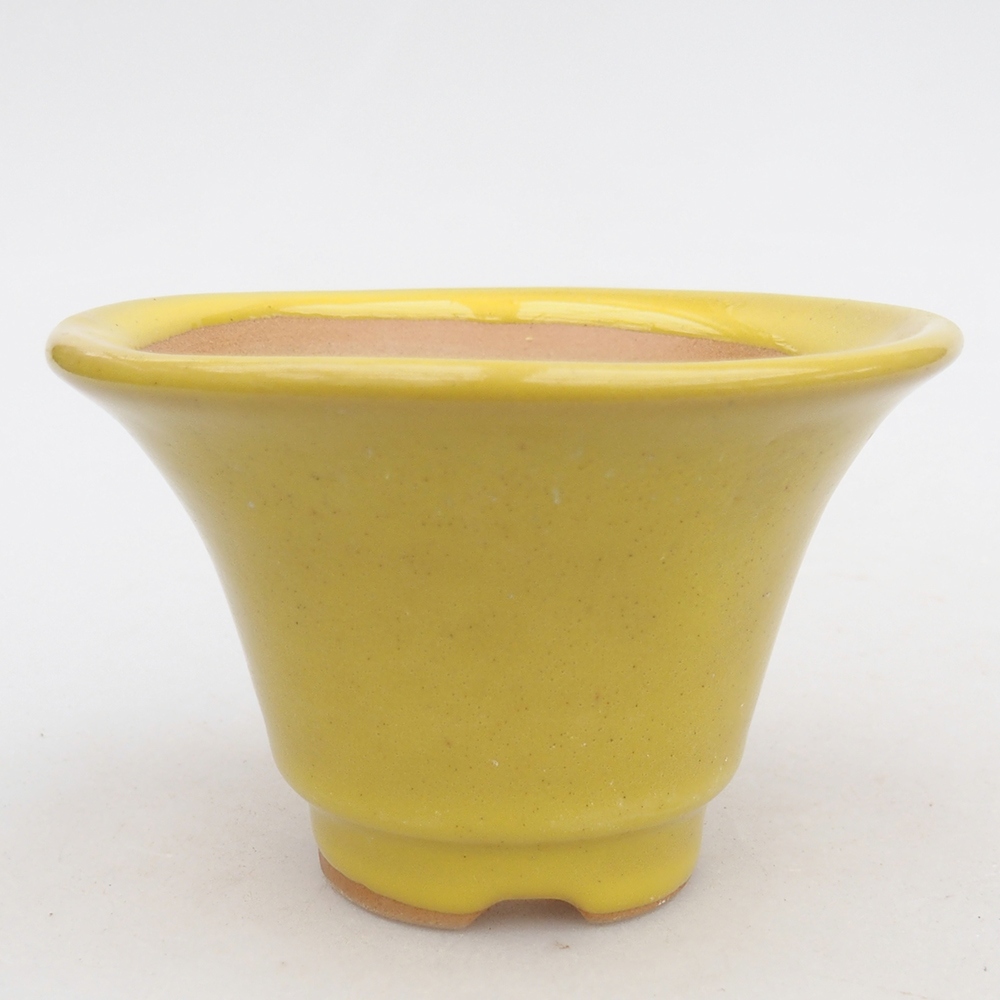 Cuenco bonsái de cerámica 10,5 x 10,5 x 7 cm, amarillo