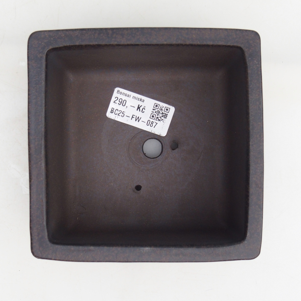 Cuenco bonsái de cerámica 12,5 x 12,5 x 6,5 cm, color ocre parduzco