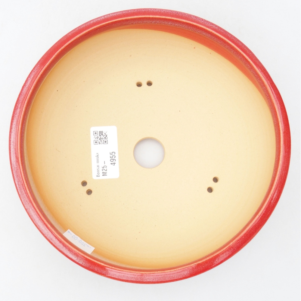 Cuenco bonsái de cerámica 19 x 19 x 5,5 cm, color rojo